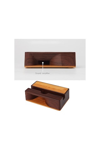 Singree Ahşap Telefon Standı - Ses Yükselticili Masaüstü Telefon Tutucu