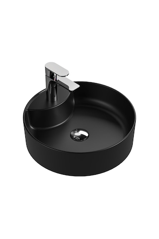 "bianzo" Tezgah Üstü Lavabo, Batarya Delikli, 42 Cm Mat Siyah