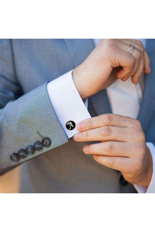 Harfli ve Tarihli Kol Düğmesi Düğün Nişan Damatlık Kol Düğmesi