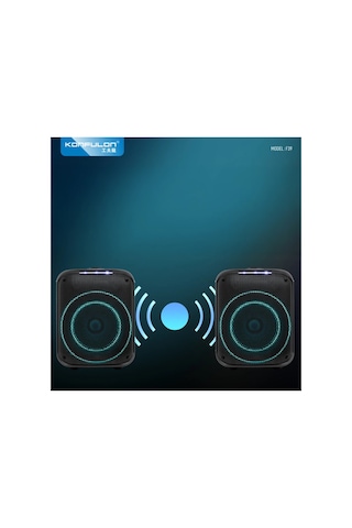 Konfulon - 205 - F39 25w Sürücülü Rgb Işıklı 2 Adet Mikrofonlu Bluetooth 5.3 Kablosuz Hoparlör - Csmo-tex - Siyah