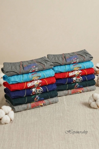 Hepsine Rakip 12li Erkek Çocuk Desenli Slip Külot Pamuklu Kaliteli Renkli Çok Renkli