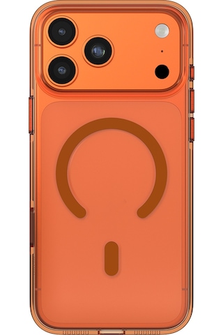 Apple Uyumlu iPhone 17 Pro Kılıf M-safe Şarj Özellikli O-ring Şeffaf Kajsa Trans Shield Serisi Kapak Turuncu Turuncu