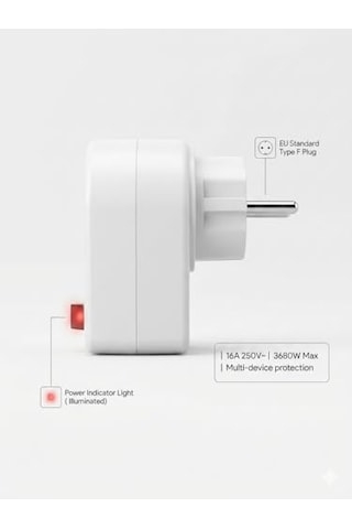 Anahtarlı Topraklı Priz Adaptörü 16a 3680w Işıklı Tekli Golyat Priz, Yüksek Güvenlikli, Tse & Ce Belgeli Enerji Tasarruflu Beyaz Priz Almera