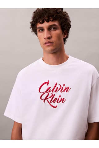 Calvin Klein Ck Lv04rd801g Ss 16s Sn Cursıve Calvın Graphıc Erkek Tshırt-10585 Siyah