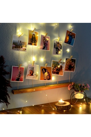 İpli Led Işıklı Ve Mandallı Fotoğraf Çerçeveleri Duvara Resim Çerçeve