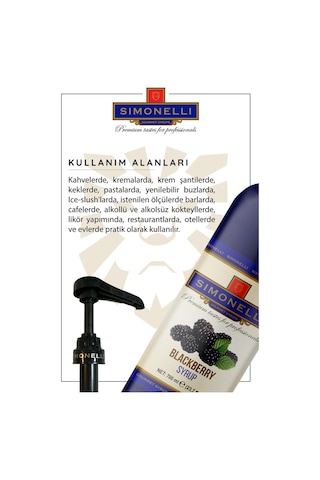 Simoenlli Kahve Şurubu Böğürtlen Aromalı 700 ML + Pompa Simonelli