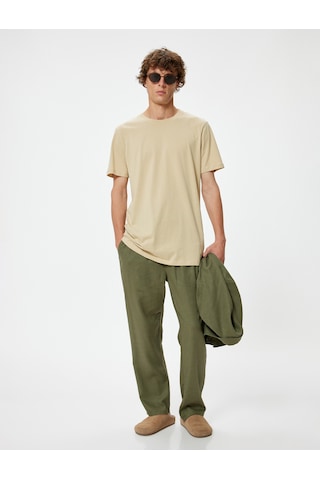 Koton Basic Tişört Slim Fit Bisiklet Yaka Kısa Kollu Bej 4sam10842hk Ekru