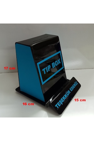 Tip Box Bahşiş Kutusu, Sadaka Kutusu ve Kumbara Mavi Pleksi Malzeme