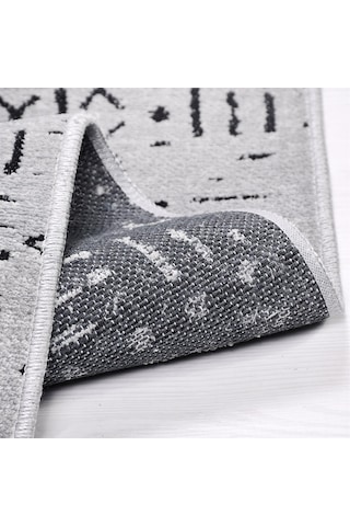 Çam Halı Crea Decolux Vena 8015 Gri Özel Kaymaz Tabanlı Pamuk Dokuma Kilim - 80x150