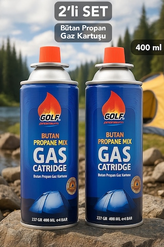 2 Adet Bütan Propan Gaz Kartuşu - Valfli Kartuş Kamp Ocağı Gazı 227 Gr Beyaz