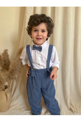 Miababy Papyonlu Fitilli Üçlü Takım İndigo