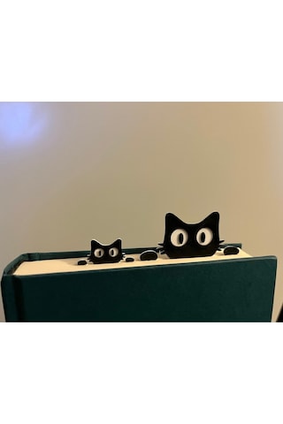 Kitap Ayracı - Sevimli Kedi Şeklinde Ayraç 2 Adet Büyük Ve Küçük Boy