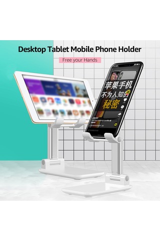 Kosona T9 Siyah Telefon Ve Tablet Tutucu - Katlanabilir Yükseklik Açı Ayarı - Dışarıdaki Kaydırma Önleyici - 12.5kg Yük Kapasitesi Siyah