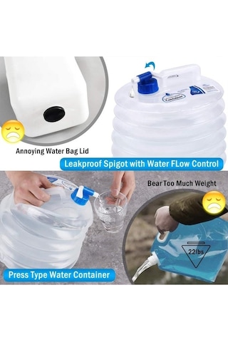 Musluk  Kapaklı Akordiyon Portatif 10 Litre Bidon Container Kova