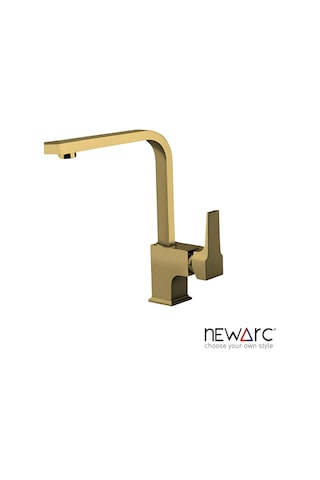 Newarc 941888L Aqua Köşe Borulu Eviye Mutfak Bataryası Altın