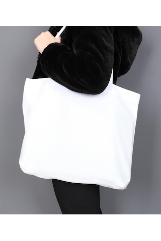 Keten Görünümlü Körüklü Kadın Kol Ve Omuz Çantası Kar Beyaz-1410