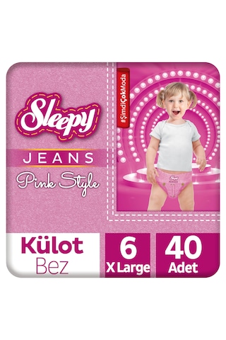 Sleepy Pink Jeans Külot Bez 6 Numara Xlarge 2'li Jumbo 40 Adet