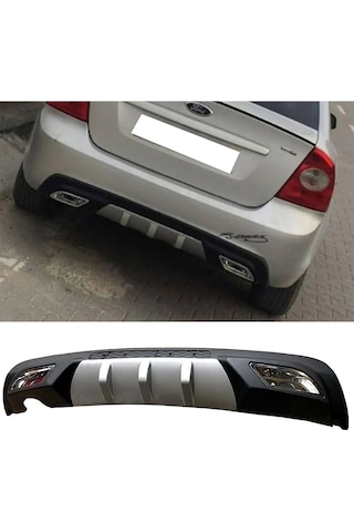 Ford Focus 2 Uyumlu Difüzör Difizör Gri + Kare Egzoz Görünüm C Tip 2004 - 2010