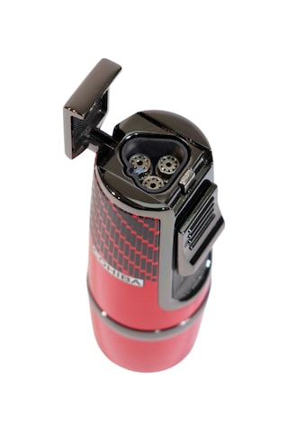 Cohiba 3 Torch Pürmüz Kırmızı-siyah Desenli Metal Puro Çakmağı - Tr9246