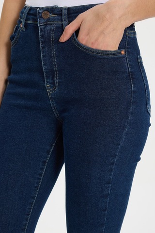 Tudors Kadın Regular Fit Klasik Kesim Pamuklu Likralı İspanyol Paça Lacivert Jean Kot Pantolon-50788