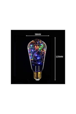 Led Ampul, Neon Işık, 4 Renk, 50 Led, Gümüş Tel,1 W, E2 Enerji Sınıfı G