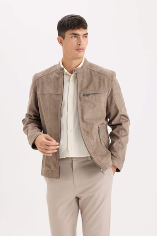 DeFacto Slim Fit Dar Kesim Dik Yaka Fermuarlı Süet Görünümlü Mevsimlik Baharlık Mont D5977AX25SPBG73