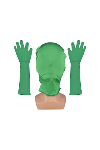 Youtek Yeşil Elastik Lifli Fotoğraf Çekim Kafa Çemberi Ve Uzun Eldiven Seti - Arka Plan Ayırma İçin Esnek Malzeme