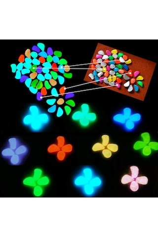 Vkemall 30 Adet Işıklı Akvaryum Taşları - Çeşitli Renkler, Bahçe Ve Akvaryum Dekorasyonu, Güneş Işığını Emerek Parlar