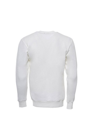 Krem Baskılı Bisiklet Yaka Erkek Sweatshirt - Wessi Siyah