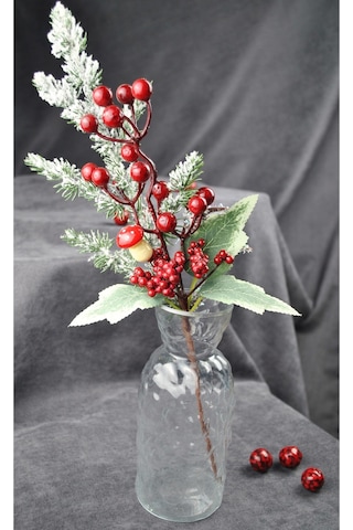 1 Adet 30 Cm Yapay Yılbaşı Çiçeği Dekoratif Yılbaşı Çiçek New Year Christmas- Kırmızı