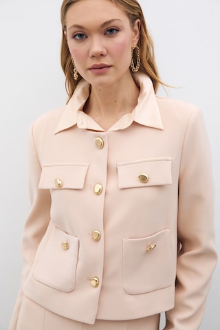 Sateen Düğmeli Kısa Ceket - Bej-135529 BEJ Bej