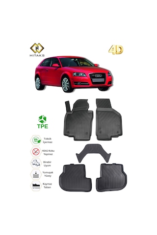 Hitaks Audi A3 Paspas 2004 2012 Arası Uyumlu 4d Araca Özel Havuzlu Paspas
