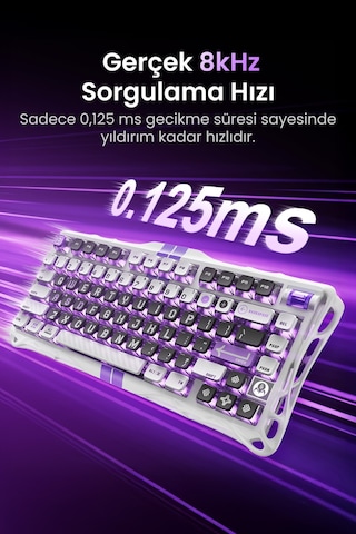 Gravastar Mercury V75 He Hall Effect Manyetik Switch Gaming Klavye, Hot-swappable, Rapid Trigger, 80