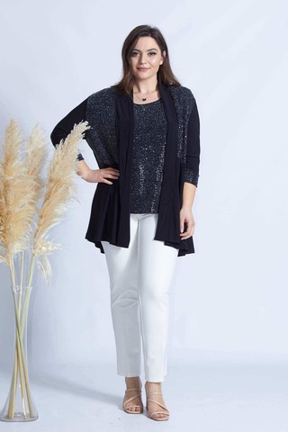 4036 SİYAH 2' Lİ ATLET-CEKET BÜYÜK BEDEN  PARLAK TAKIM Siyah