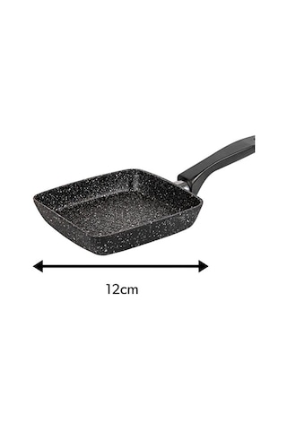 12 Cm Yanmaz Yapışmaz Kare Döküm Mini Sos Tavası Siyah