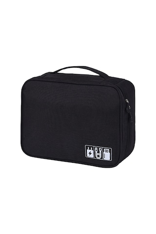 Yifomall Büyük Boy Dijital Çantası: Usb Kablosu, Powerbank, Kulaklık Saklama Kutusu - Bölümlü, Serbest Ayarlanabilir Bölmeler, Ağ Çantası İzolasyonu - Siyah