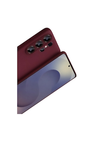 Samsung Galaxy S26 Ultra Uyumlu Kılıf Esnek Premium Yumuşak Silikon Telefon Kılıfı Kapak Bordo