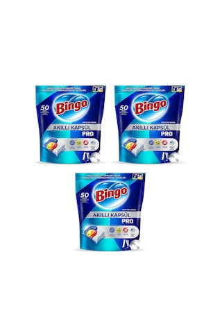 Bingo Akıllı Kapsül Pro Bulaşık Makinesi Deterjanı 3 x 50 Tablet
