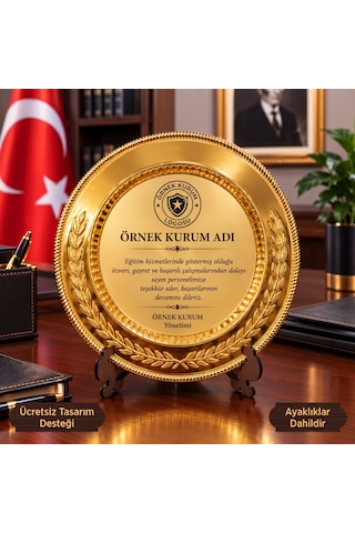 Metal Plaket Tabak Baskılı Başak Desenli Kurumsal Hediye Okul Ve Kurum Ödül Plaketi Gold/gümüş Renk Kişiye Kuruma Özel Anı Tebrik Ödülü