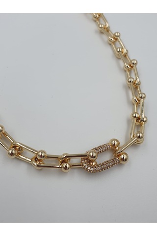 Altın Kaplama Tifany Taşlı Kolye Altın