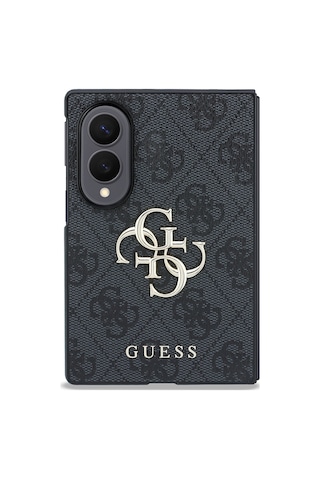 Samsung Uyumlu Galaxy Z Fold 8 Kılıf Guess Lisanslı 4g Desenli Metal Büyük 4g Ve Yazı Logolu Kapak Siyah