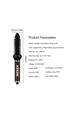 2 Saç Kurutma Fırçası Otomatik Dönen Roller Profesyonel Sıcak Hava Döner Dönen Fırça Styler Tombul Kıvırcık Demir 2qbz2ı Siyah