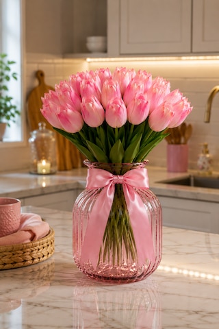 Gerçekçi Islak Dokulu Pembe Yapay Lale Buketi 10 Lu Premium Dekoratif Aranjman Açık Pembe Gerçekçi Islak Dokulu Pembe Yapay Lale Buketi 10 Lu Premium Dekoratif Aranjman Açık Pembe