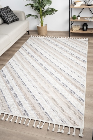 Brendon İskandinav Halı Premium Kalite Oturma Odası, Mutfak, Antre, Koridor Halısı 8001 Krem
