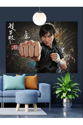 Dövüş Sporu Yapan Kung Fu Ustası Dekoratif Kanvas - Mdf Ahşap Tablo