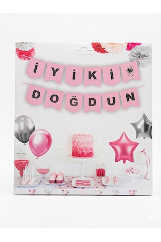 Varak Yaldızlı İyiki Doğdun Banner Pembe Tüm Yaşlar