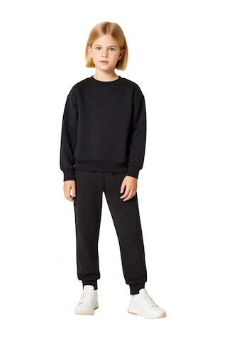 Frm Kız Çocuk Pamuklu Düz Kesim Sweatshirt Ve Eşofman Altı Takımı Kış Siyah