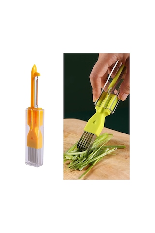 Cbtx Ev Mutfak Çok Fonksiyonlu Yeşil Soğan Soyucu Sarı