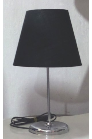 Siyah Başlıklı Abajur Metal Krom Ayaklı Siyah