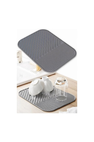 Bulaşıklık Mutfak Tezgahı Çok Amaçlı Mat Bulaşık Matı Kurutma Matı Antrasit 36 Cm X 28 Cm Belirtilme Diğer